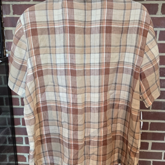 Ralph Lauren LINEN Womens Button Down Plais Shirt BEATIFUL - Picture 3 of 4